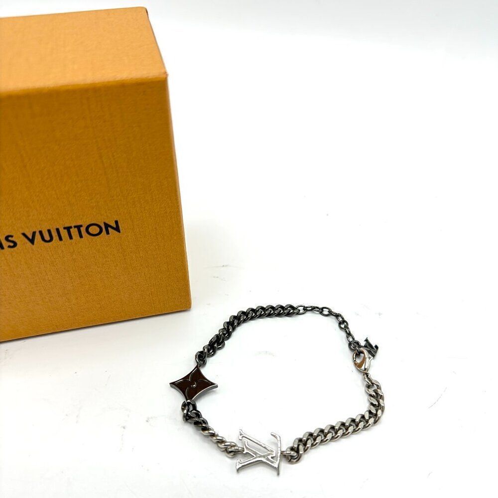 Louis Vuitton Silver/Black Chain Bracelet